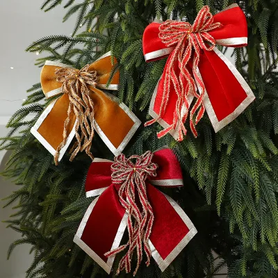 2026 New Christmas Bow Decorative Pendant Fabric Christmas Tree for Holiday Scene Decoration