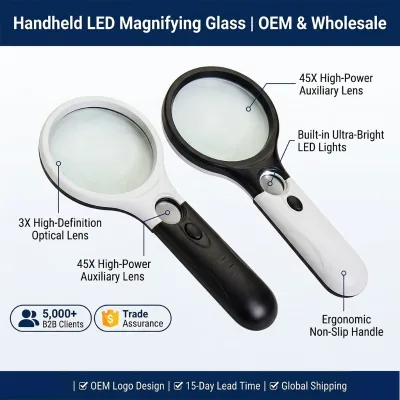 New Arrival Portable Hand Held Magnifier Led Magnifying Glasses Glass High Quality With High Magnification for Reading