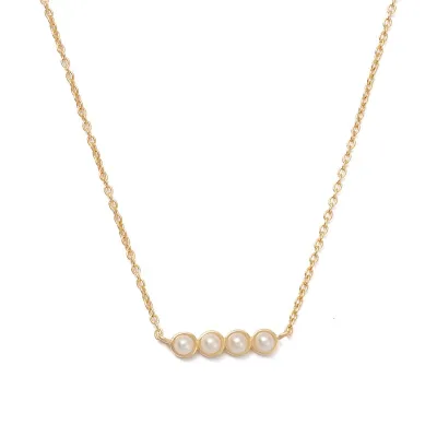 Gemnel Pearl Bar Necklace Dainty Minimalist Pearl Necklace for Women Bridal Wedding Jewelry Wholesale