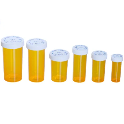 Plastic clear Mini Pill Child Proof Child Resistant Vial Container 50ml