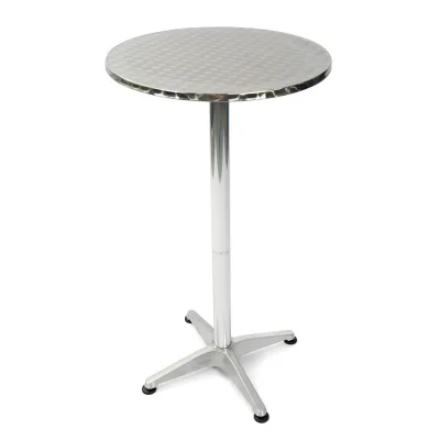 Round Aluminum Folding Bar Height Table with Minimalist Design for Farmhouse Hotel Outdoor Patio Kitchen Workshop