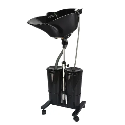 Height Adjustable Shampoo Bowl Stand Water tank with Faucets Mobile 4 Wheels Good for Hair Salon Basins