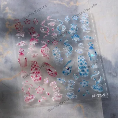 5D Bronzing Jelly Nail Art Stickers Decals Adhesive Romantic and Elegant Nail Decor for DIY Nails at Home