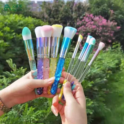 Wholesale Custom logo Luxury Cute Glitter Liquid Make up Tools Brushes Quicksand Liquid Colorful pink Glitter Makeup Brushes