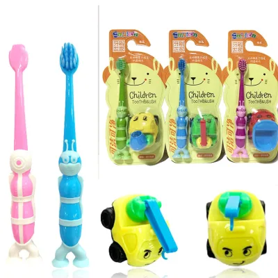 Best Suction Cup Cover Anti-slip Handle Children Tooth Brush with Car Toy