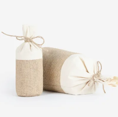 Linen Bottom Drawstring Pouch Eco-Friendly Reusable Design for Cereals Grains Storage Gift Packaging (Customized Color Logo)