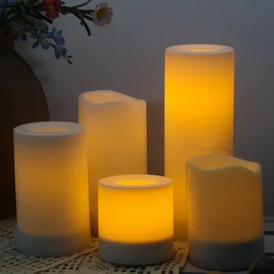 Grey Glass Led Candles Flame Battery Operated Flickering Candle