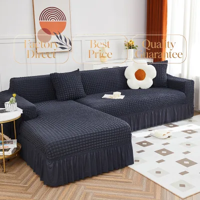Waterproof Seersucker Sofa Cover Spill-Proof Stretch Fabric Anti-Slip Bottom Modern Design 94% Polyester 6% Spandex Protection