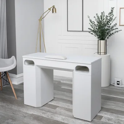 Healthtec Selling Brand New Nail Equipment Large Drawer Storage Marble Countertop With Built-in Fan Luxurious Nail Table