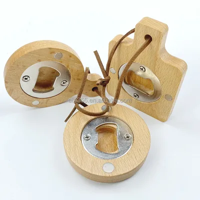 5 NEW Portable Wood Bottle Opener Keychain with Custom Engrave and Print Design Logo for Promotion Gift