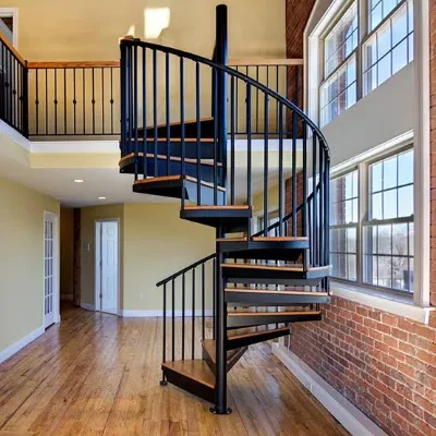 Spiral Staircase Tempered Glass Railing Stainless Steel Frame Indoor Modern Villa Customizable
