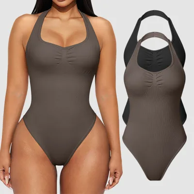 OQQ Hot Sales Halter Neck Womens Sports Shapewear Yoga Bodysuits