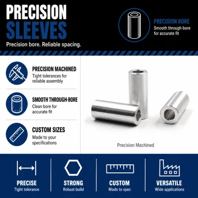 Hot Sale Custom Spacer High Quality Customized 6mm 8mm 10mm 12mm 14mm 16mm Stainless Steel Aluminium Non-Threaded Sleeve Bushing