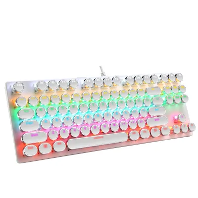 Punk Design 87 Key Mechanical Keyboard Blue Switch USB Wired RGB Backlight Water Resistant Metal Keyboard for Game Desktop Using