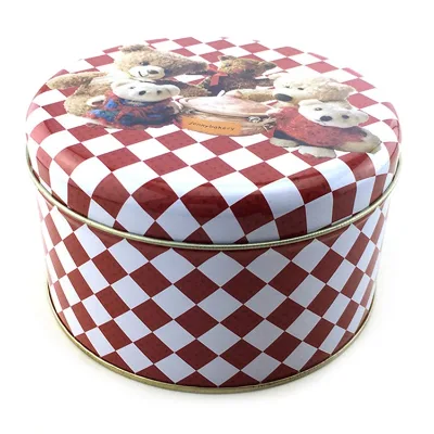 Custom Printed High Quality round Shape Bookie Container Tinplate Can for Cake Biscuit Chewing Gum and Jelly