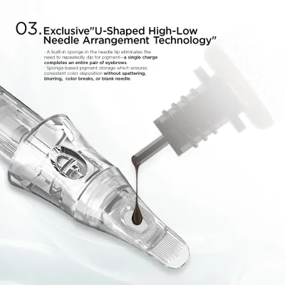 U14 System Tattoo Cartridge Needles Built-in Sponge Half Wall PMU Needle Cartridges for Permanent Makeup Tattoo Machine