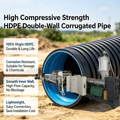 New PP PE PVC HDPE Single Screw PLC Controlled High Speed Corrugated Pipe Extrusion Machine with Pump & Gear for Sewer