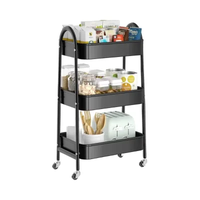 Hot Selling Kitchen Storage Cart Container Food Storage Basket Wheeled Storage Shelf