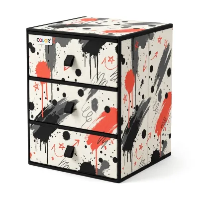 Storage Box 3 Drawers Rectangle Foldable Fabric Injection Desktop Organizer for Clothes Cosmetics
