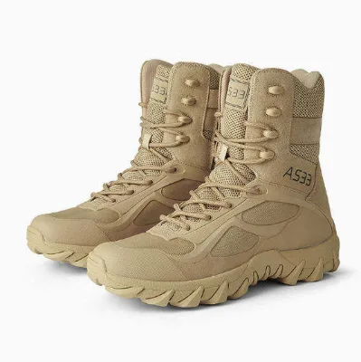 Wholesale Leather Men's Outdoor Jungle Desert Work Boots with Side Zipper Hard-wearing for Hiking & Climbing