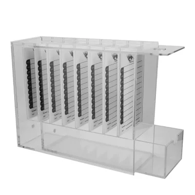 BOSN Display 8 Layers Clear Acrylic Eyelash Storage Box with a Bottom Drawer
