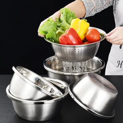 Stainless Steel Colander Strainer Mixing Bowls Stainless Steel Bowl Set for Kitchen