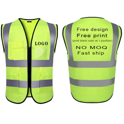 Hi Vis ANSI Class 2 100% Polyester Knitting Fabric Traffic Reflective Safety Breathable Construction Work Jacket Men Security