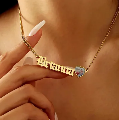 Personalized Custom Name Necklace Heart UV Color Printing for Women Girls Non-tarnish Waterproof Gift