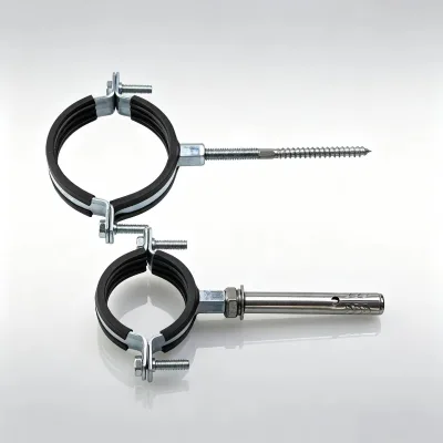 Standard Galvanized Steel Double Pipe Clamps 2 Inch Heavy Duty Corrosion Resistant Zinc Support Brackets for Plumbing Industrial