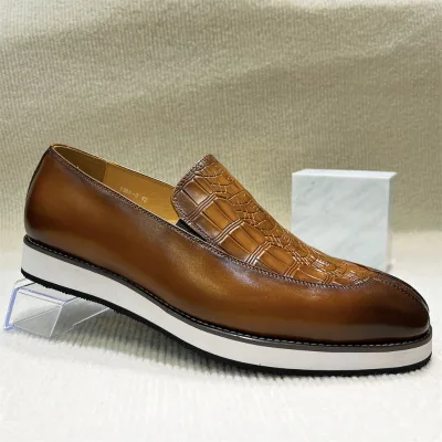 Italian Style Handmade Men's Dress Shoes High Quality Genuine Leather Slip-On Casual & Sports Black & Brown Wholesale