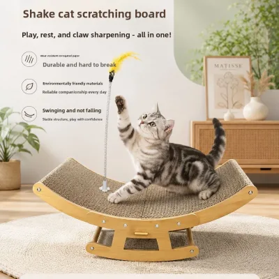 Wooden Rocking Chair Cat Scratching Board Mat Non-shedding Breathable Elevated Suitable All Seasons Durable Indoor Outdoor