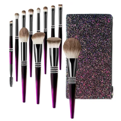 Face Make up Brush Cosmetic Tools Set Vegan Gradient Handle 12pcs Makeup Brush Set