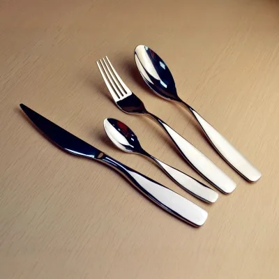 Korean Ins Style Mirror Polished Stainless Steel Cutlery, Vintage Western Tableware, Steak Knives & Pasta Forks
