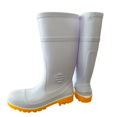 Steel Toe White PVC Safety Gumboots Factory Direct Sale Rain Boots Milk Food Hygiene Food Processing Plant Waterproof Footwear