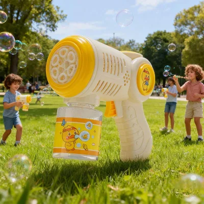 Sweet Toddler Holiday Toy Orange Lion Light Sound Bubble Gun Must-Have Summer Gift