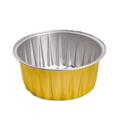 Attractive Heat Resistant Gold Round Eco Aluminum Foil Bowl for Takeaway Disposable Food Grade Recyclable Custom Food Container
