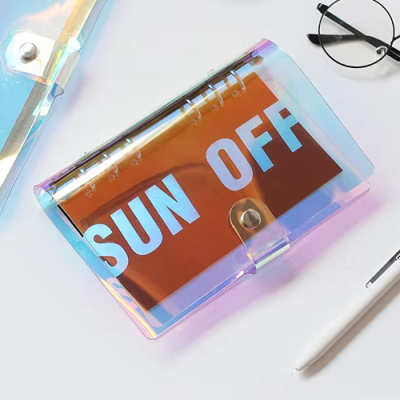 Laser Hologram Notebook Binder Refillable A6 6 Ring Binder Mini Clear Loose-Leaf A5 Binder PVC