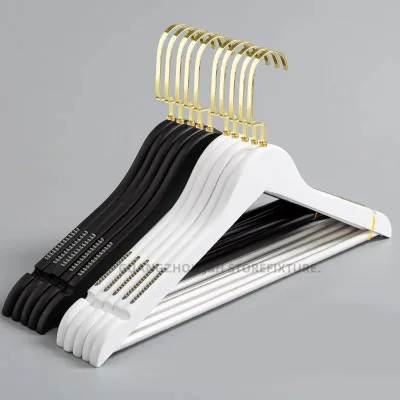 High End Quality Clothes Display Hanger Black White Wooden Men's and Women's Clothes Hangers Non-slip for Clothing Store Hotel