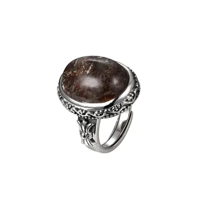 Minimalist Luxury Sterling Silver 925  Adjustable Natural Crystal Gemstone Rings for Women