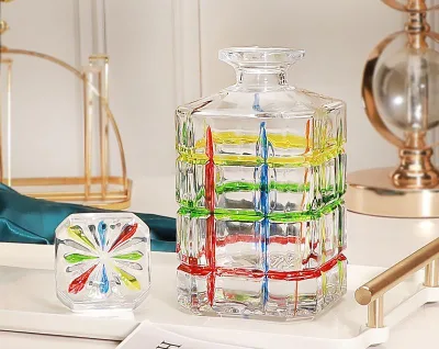 2022 Hand-painted Crystal Glass Jug Colored Whisky Glass Decanter Hand-painted Wine Bottle Set Is a Hot Seller