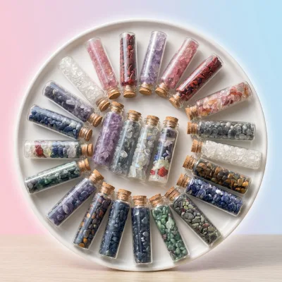 Wholesale Natural Rose Quartz Citrine Healing Tumbled Stones Crystal Chips Set for Home Decoration Feng Shui Gift Box