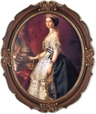 Antique European Style Classical Retro Resin Photo & Mirror Frame Oval Shape With Gold Trim & Metal Material