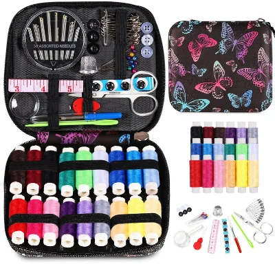Multifunction Mini Travel Portable Square Leather Sewing Kit Set Box Accessory Bulk Buy Resale