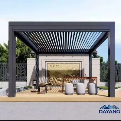 Aluminum DIY Pergola Kit-Powder Coated Balcony Sun Rain Protection With Louvre Roof
