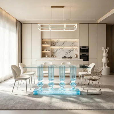 OEM ODM Acceptable Modern Fluted Transparent Resin Console Table Custom Color Glass Top Durable Eco-Friendly Living Room