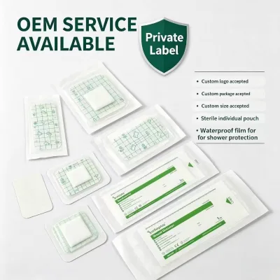 OEM Private Label Waterproof Transparent Breathable Disposable Wound Dressing Multi Size EO Sterile PU Film Individual Sterile