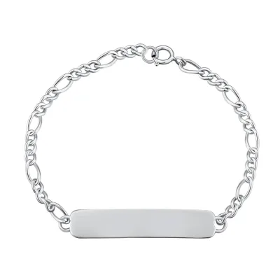 Hot Sale 925 Sterling Silver Polished Curved Rectangle Bar Children's ID Bracelets for Kids