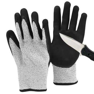 1 Pair of Frosted Anti Cutting Mittens Wear Resistant Anti Puncture and Labor Protection Level 5 Anti Cutting Mittens
