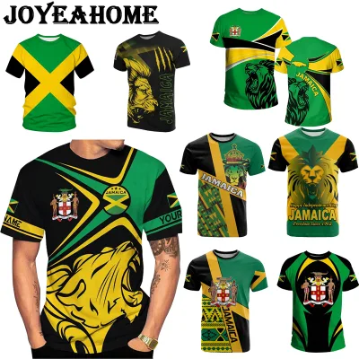 Jamaica Flag T-Shirt Casual Short Sleeve T-shirt 100% Polyester O-Neck Knitted 3D Printing Design T-shirt
