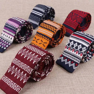 Wholesale Classical Colorful Knitted Tie Featured Pattern 5.5cm Width Designer Men Necktie